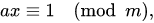 modular multiplicative inverse